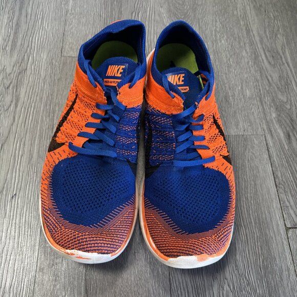 Nike Free 4.0 Flyknit Shoes Orange Blue Rare  Mens Size 13